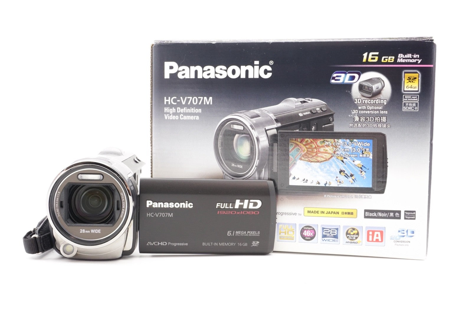 Panasonic HC-V707M  Full HD Camcorder Videokamera 1080p 21x Zoom – Refurbished